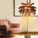 Feather Floor Lamp,Fluffy Ostrich Feather Floor Lamp for Bedroom,3 Color Temperatures Led Corner Modern Floor Lamps for Living Room Christmas Home Decor House Warming Gifts,63 Height,50 Piece(Brown)