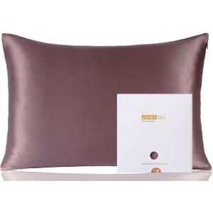 ZIMASILK 100% Pure Mulberry Silk Pillowcase for Hair and Skin Health,Soft and Smooth,Both Sides Premium Grade 6A Silk,600 Thread Count,with Hidden Zipper,1pc (King 20''x36'',Dark Mauve)