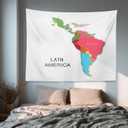 Shrahala Colorful Map Tapestry Wall Hanging for Kids Student, Map of Latin America Countries Abstract World Map Educational Tapestry for School Classroom Dorm Room Bedroom 59.1"L x 39.4"W,White