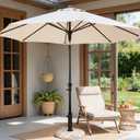 Patio Umbrella Base, 45lbs, Round Cobblestone Concrete Base, Heavy Duty Market Umbrella Stand for Outdoor, Lawn, Deck, Poolside