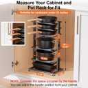LAMU Pots and Pans Organizer for under Cabinet, 6-Tier Heavy Duty Pan Pot Organizers inside Cabinet Adjustable 14 to 24.57", Pot Rack Kitchen Cabinet Organization and Storage Holds up to 12" Cookware