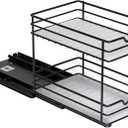 Pull Out Cabinet Organizer for Spices, Cans - Heavy Duty - Pull Out Spice Rack- Cabinet Pull Out Shelf for Cans,Dishes, Etc, 6-1/2"Wx10-3/8"Dx8-7/8"H, Black