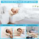 Hahafelt Cooling Cervical Neck Pillowcase Cover (Only Pillow Case) Ergonomic Pillowcase with Zipper Breathable Contour Pillow Cover for Side Back Stomach Sleepers(Champagne,Queen Size)