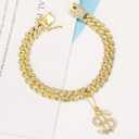 Gold Dog Collar 14mm Cat Puppy Chain Zircon Cuban Link Chain Handmade Iced Out Diamond Exaggerated Dollar Pendant Full Cz Prong Set Pet Jewelry