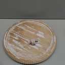 EOSAHR Rustic Round Pine Wooden Display Riser Farmhouse Beaded Wooden Trays For Decor, Plant Stand & Coffee Table Display Risers for Room Decor & Kitchen Organizer (Light-Natural)