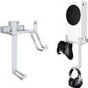 Xbox Series S Wall Mount, Steel Wall Mount Stand for Xbox Series S with Detachable Controller & Headphone Holder Kit (White)