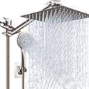 Shower Head Combo(Brushed Nickel),10'' High Pressure Rain Shower Head with 11'' Adjustable Extension Arm and 5 Settings Handheld,Powerful Shower Spray Against Low Pressure Water