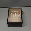 Yamahiko Wooden Tips Jar Tip Collection Box with Lock 6 x 4 x 7 Inch Money Coin Storage Container Donation Collection Suggestion Raffle Cash Box Jar for Restaurants Musicians Bartender Bars Driver