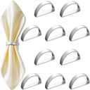 10 Pcs Stainless Steel Napkin Rings Metal Napkin Ring Holders Easter Modern Serviette Buckles Metallic Adornment for Spring Table Kitchen Dinner Party Wedding(Matte Silver Semicircle)