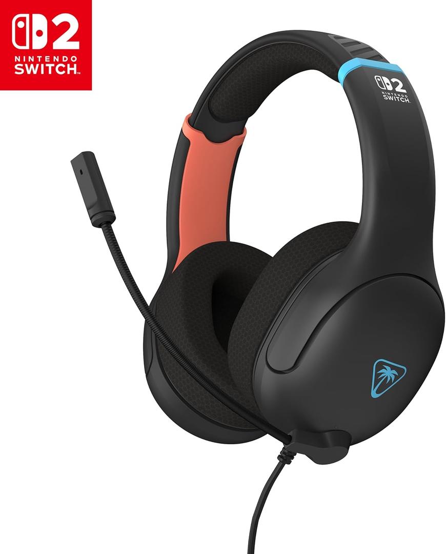 Turtle Beach Airlite Fit Wired Gaming Headset  Officially Licensed for Nintendo Switch 2, Nintendo Switch, Durable, Lightweight, Charcoal Blue/Red