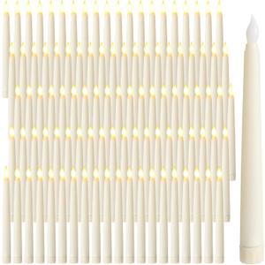 Flameless Flicker Taper Candles LED Candles Flickering Warm White Light Ivory LED Candlesticks Window for Christmas Wedding Home Decor(8.5 Inches,100)