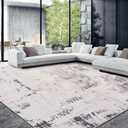 HOMBYS 10x14 ft Modern Area Rug for Living Room Bedroom, Large Boho Floor Carpet with Non-Slip Backing for Indoor Office Dining Room, Abstract Home Deco Non-Shedding, Machine Washable (Black Grey)