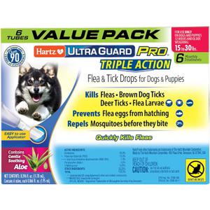 Hartz UltraGuard Pro Flea & Tick Topical Dogs & Puppies Treatment & Prevention, 6 Months, 15-30 lbs