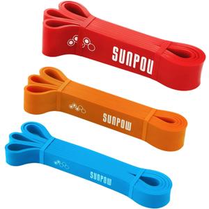 SUNPOW Pull Up Assistance Bands - Set of 5 Resistance Heavy Duty Workout Exercise Stretch Fitness Bands Assist Set for Body, Instruction Guide and Carry Bag Included (Multicolor15-135lbs)