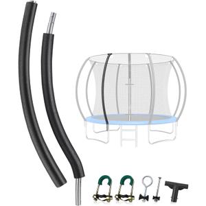 TOBWOLF 1 Lower & 1 Upper Curved Trampoline Poles Replacement, Universal Curved Enclosure Pole Trampoline Net Poles Fits 8-16FT Frame, Includes Mounting Hardware & Foam Cover, 2 Installation Options TOBWOLF 1 Lower & 1 Upper Curved Trampoline Poles Replacement, Universal Curved Enclosure Pole Trampoline Net Poles Fits 8-16FT Frame, Includes Mounting Hardware & Foam Cover, 2 Installation Options