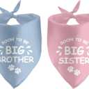 2 Pack Soon to Be Big Sister Brother Gender Reveal Baby Announcement Dog Bandana for Dogs Pet Accessories Dog Pet Lovers Pregnancy Ideas,  Neck Size 20 Inches