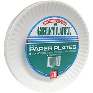Nature's Own Green Label Paper Plates 100/Packs. 12 Packs