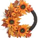 Fall Wreaths for Front Door, 20'' Fall Door Wreath for Harvest Decor