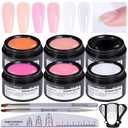 Builder Gel for Nails Kit - 10-IN-1 6 Colors Thickening Nail Set White Clear Soft Pink Rose Nude Coffee Hard Sculpted Gel for 3D Extension Sculpting Tips Base Rhinestone Soak Off UV/LED Manicure