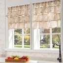Jinchan Ruffled Valance Curtain for Window Kitchen Valance Living Room Farmhouse Rustic 18 Inch Light Filtering Sheer Voile Shabbychic Light Beige Valance Small Window Treatment Rod Pocket 1 Panel