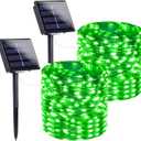 St. Patrick's Day Green Solar String Lights Outdoor, 2-Pack 72FT 400 LED Solar Fairy Lights, Copper Wire Twinkle Light for St. Patrick's Day Decorations Bedroom Party Garden Patio Tree (Green)
