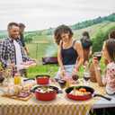Non-Stick Cookware Set, 4 Piece Set Portable Lightweight Cast Iron Pots and Pans with Glass Lids and Nylon Utensils for Outdoor Travel Camping Picnic