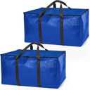 ClearSpace Heavy Duty Moving Bags or Storage Bag  Large Moving Boxes with Backpack Straps, Zippers & Handles  Perfect for Moving, College Dorm, Traveling, Camping, Christmas Decorations, 2 Pack (Blue)