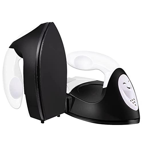 Mini Heat Press Small Iron Portable Heat Press Machine Mini Craft Iron with Charging Base Accessories for DIY T-Shirts, Shoes, Bag and Hats Heat Transfer Vinyl Projects (Black)