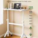 Marsail Mobile Standing Desk with Lockable Wheels and 6 Height Levels, 31.5" x 15.7"