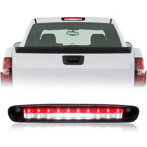 Third Brake Light With Strobe Flash for 2007-2013 Chevy Silverado Gmc Sierra 1500 2500 3500hd, Pickup Truck Rear Cab Center Tail Lights High Mount 3rd Stop Reverse Cargo Led Lighting (BLACK)