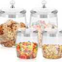 4 Pcs Plastic Cookie Jars with Lid, 128/128/74/74OZ Clear Candy Airtight Sealed Kitchen Pantry Food Large Storage Apothecary Containers & Canisters for Coffee Cereal Pasta Flour Rice Snack