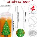 Christmas Gifts, 18oz Color Changing Christmas Glass Cups with Lids and Straw, Glass Tumbler Iced Coffee Drinks Cups for Holiday Party (1 Pack)