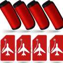 Sanwuta 8 Pcs Luggage Handle Wrap Tags Neoprene Suitcases Handle Wraps Silicone Luggage Identifiers Travel(Red)