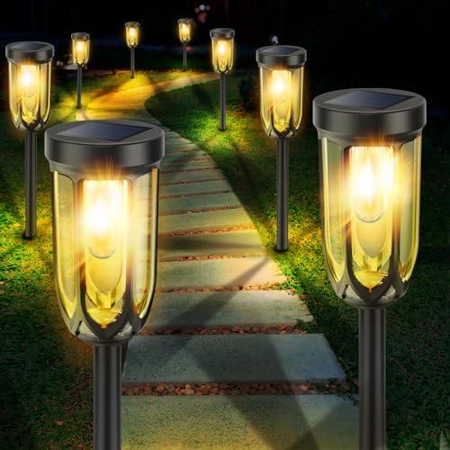 Barleit Solar Lights Outdoor 8 Pack, Solar Pathway Lights, Solar Lights Outdoor Waterproof IP65, Bright Auto On/Off Driveway Patio Light, Solar Garden Lights Landscape Lighting for Walkway Lawn Yard