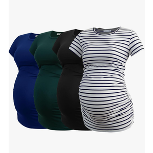 Smallshow Women's 3 Pack Maternity Shirts Short Sleeve Pregnancy Tops Clothes, Size: Small