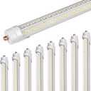 ONLYLUX 8 Foot LED Bulbs,90W 5000K 12150lm, T8 T10 T12 8ft LED Bulbs Fluorescent Light Replacement, FA8 Single Pin V Shaped LED Tube Light, Clear Cover (8 Pack)