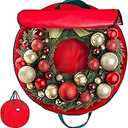 HOLDN’ STORAGE Premium Wreath Storage Bag - Durable Material - Waterproof - Heavy-duty Christmas Storage Container for Xmas Wreath with Dual Zipper Closure, Tear-proof, 48"W x 8"D - Red