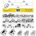 80Pcs Push on Pushnut Cap Stud 1/2", 1/4", 5/16", 3/8", 2/5" Axle Pushnut Caps Axle Cap Nut with Mechanical Zinc Plating, Permanent Washer Caps for Hand Trucks, Lawn Wagons, Rolling Bins