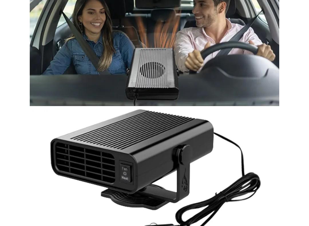 Car Heater, 12V 150W Fast Heating Windshield Defogger and Defroster, 2 in 1 Portable Heating & Cooling Fan, 360° Rotatable Heater with Plug-in Cigarette Lighter (Black)