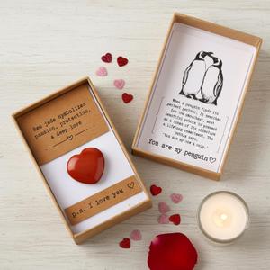 Valentine's Day Penguin Gifts for Women Men Cute Red Heart Jade Pebble You Are My Penguin Engagement Present Anniversary Valentines Romantic Dating Gift for Boyfriend Girlfriend Wife Husband