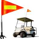 Golf Cart Safety Flag Pole Kit, Telescoping 5.4 ft Pole with Clamp Mount, 8 x 12 in Orange Flag with Reflective Strip for ATV, Bike, Trailer, Wheelchair, Mobility Scooter