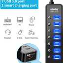 Powered USB Hub 3.0, Atolla 7-Port USB Data Hub Splitter with One Smart Charging Port and Individual On/Off Switches and 5V/4A Power Adapter USB Extension for MacBook, Mac Pro/Mini and More.