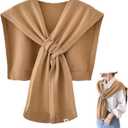 huablo Women's Fashion Knitted Shawl - Khaki Sweater Shawl for Air-Conditioned Rooms (Beige), One Size