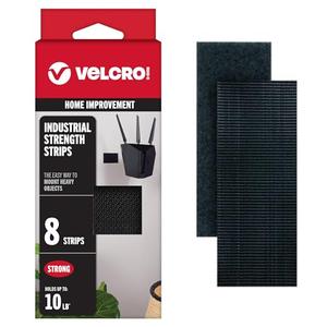 VELCRO Brand Heavy Duty Fasteners | 4x2 Inch Strips with Adhesive 8 Sets | Holds 10 lbs | Black Industrial Strength Stick On Tape | Indoor or Outdoor Use (VEL-30703-USA), 8 Count (Pack of 1)