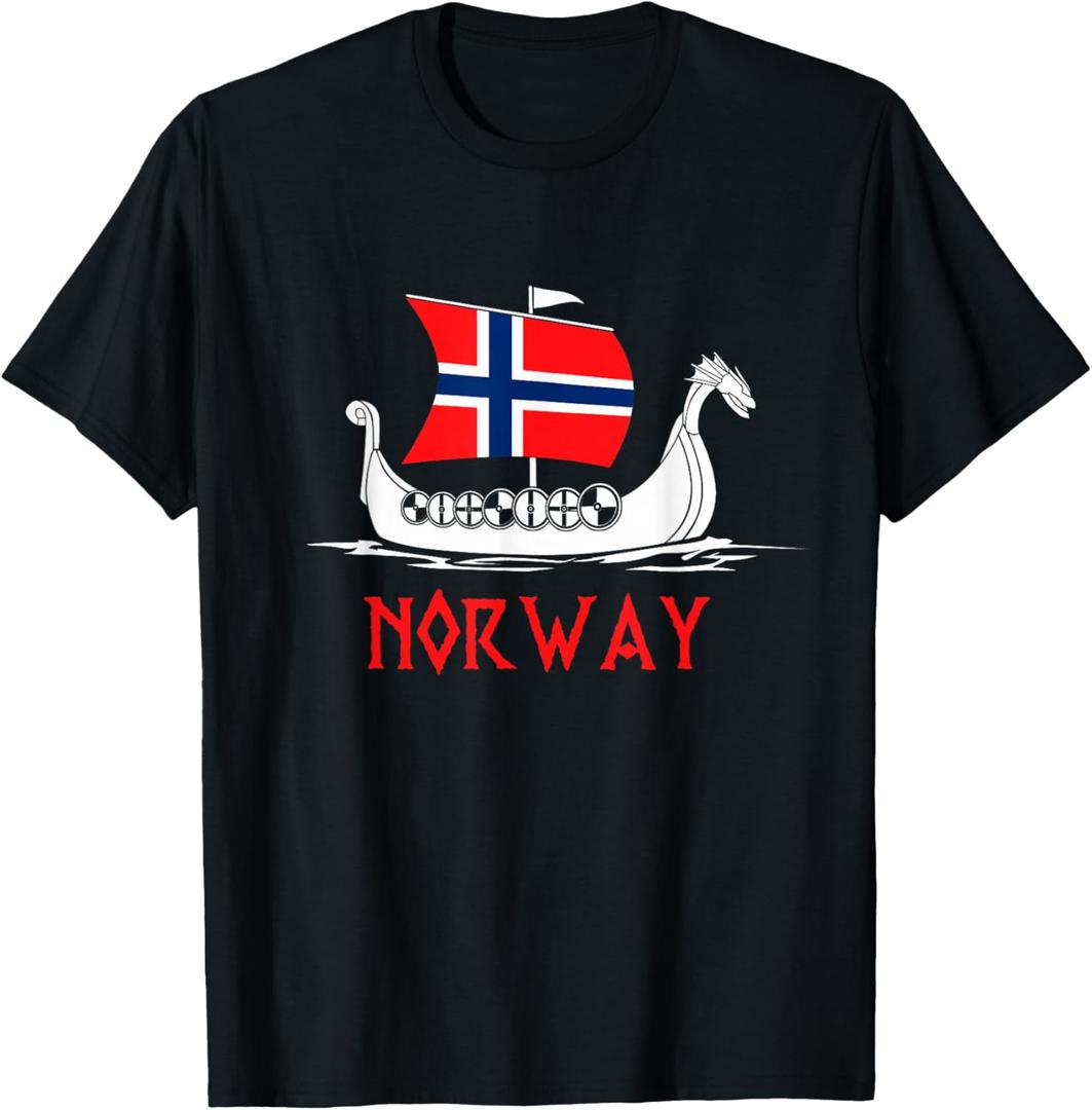 Boat Norwegian Flag Norway Viking Ship Norway T-Shirt, Size L