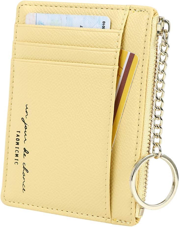 Women's 8 Cards Slim Minimalist Card Holder Coin Changes Purse Keychain Front Pocket Wallet | 8 Cards, Slim, Minimalist, Coin Changes, Purse, Keychain (yellow)