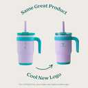 REDUCE 14 Oz Coldee Kids Tumbler with Lid and Straw - Coldee Insulated Travel Mug - Spill-Proof, Sweatproof Stainless Steel, BPA-Free - Includes Handle, Reusable Silicone Straw - Clover Green