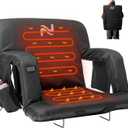 LILYPELLE Double Heated Stadium Seat Bleacher Seat with Back & Arm Support, Portable 6 Reclinng Positions Stadium Seating for Bleachers, Bleacher Seats for Sports Events, Outing, Travelling, Hiking (Deep Black)