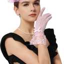 Zando 2026 Vintage Fascinators Hats Set for Women 1920s Tea Party Accessories Mesh Headband Feather Kentucky Hat Derby Lace Gloves Church Pillbox Hats Pink Headwear for Wedding Cocktail One Size (Pink)