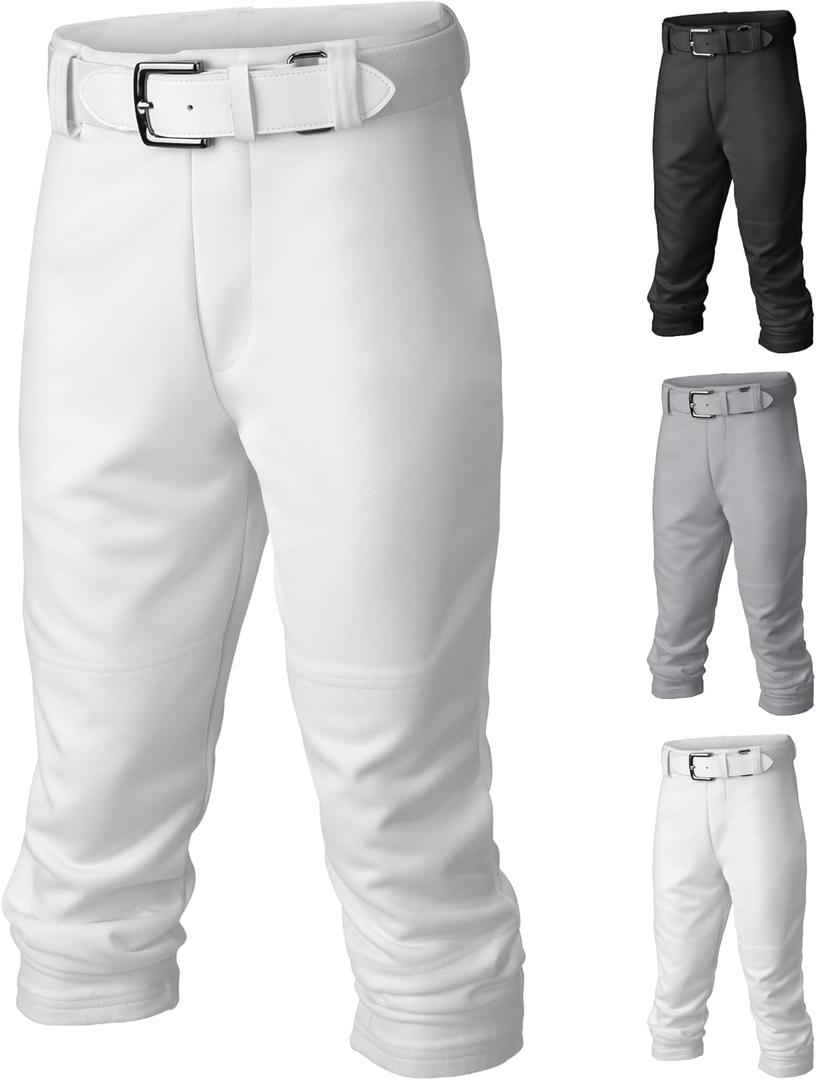Easton | PRO+ Pull Up Baseball Pant | Youth | Full Length | Elastic Bottom | Youth White, Y XS